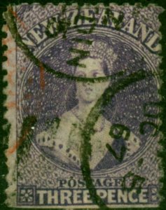 New Zealand 1867 3d Deep Mauve SG118 Good Used (2)