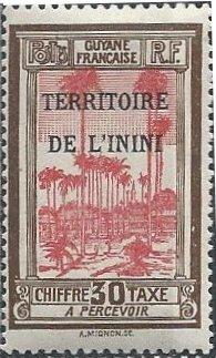 Inini J4 (mlh) 30c royal palms, ol brn & rose red (1932)