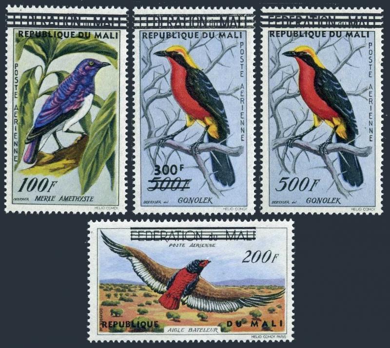 Mali C5-C8,MNH.Michel 14-17. Birds 1960:Starling,Bateleur Eagle,Shrike.REPUBLIC.