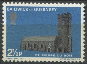 Guernsey  Sc#61 MNH, 2½p multi, Christmas 1971: Historic Churches of Guernse...