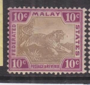 FEDERATED MALAY STATES, 1904 Mult. CA, 10c. Grey Brown & Claret, lhm.