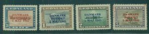 GREENLAND #24a-27a, 30ore – 5kr Wrong Color Ovpts, og, NH, Vf, Scott $1,360.00