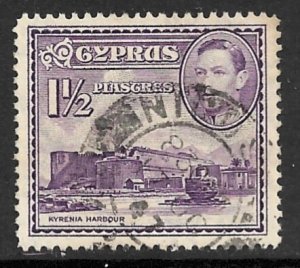 CYPRUS 1938-44 KGVI 1 1/2pi KYRENIA HARBOR Scott No. 147A F-VF Used