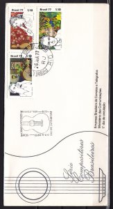 Brazil, Scott cat. 1500-1502. Brazilian Composers issue. First day cover. ^