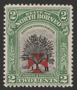 NORTH BORNEO 1916 Red Cross carmine on Tree 2c black & green, perf 13½-14