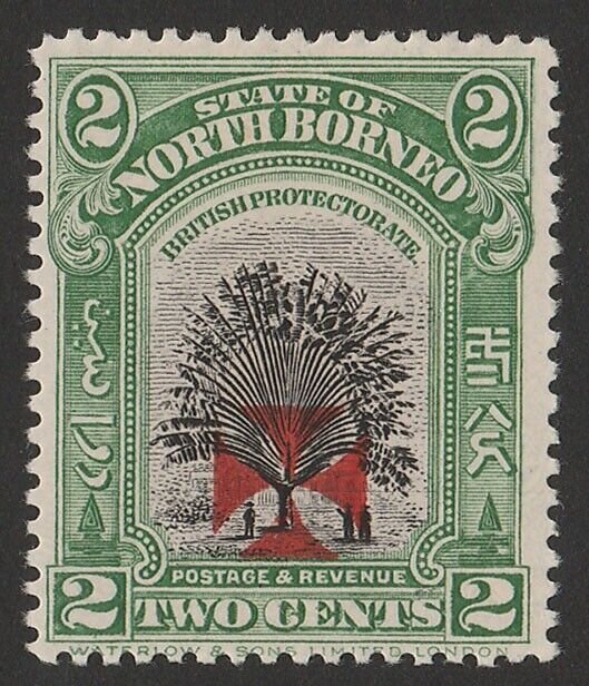 NORTH BORNEO 1916 Red Cross carmine on Tree 2c black & green, perf 13½-14 