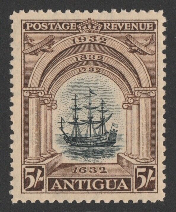 ANTIGUA 1932 Tercentenary 5/- black & chocolate. MNH **. 