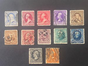 US Stamps- SC# 219 - 229 - 1890 Regular Issue  - Used - SCV = 267.70