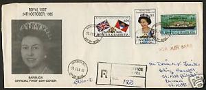 Barbuda 760-2 on FDC Registered - Queen Elizabeth II, Royal Visit, Flag, Ship