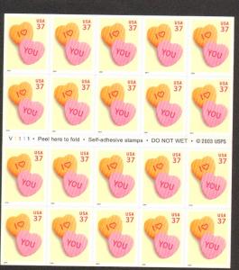 US #3833 Mint Sheet Candy Hearts 