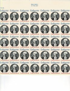 Lafayette Revolutionary War 13c US Postage Sheet #1716 VF MNH