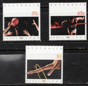 1988 Australia Sc #1091 1092 1093 - Seoul Olympics - MNH postage stamp set