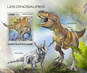 Central Africa - 2020 Dinosaurs on Stamps - Stamp Souvenir Sheet - CA200110b