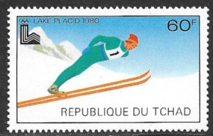 CHAD 1979 60fr Ski Jump Lake Placid 1980 Winter Olympics Issue Sc 383 MNH