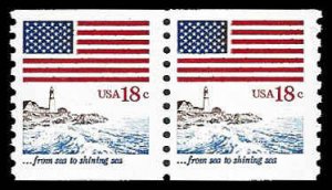 PCBstamps   US #1891 Coil Pair 36c(2x18c)Shining Sea, MNH, (31)