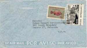 Mozambique 20E Municipal Hall, Lourenco Marques and 50E Spotted Cowfish 1953 ...