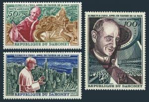 Dahomey C39-C41,C41a,MNH.Mi 282-284,Bl.4. Pope Paul VI/UN General Assembly,1966.