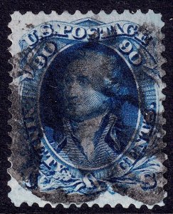US Scott 72, 1861 Washington, 90c blue, VERY FINE USED