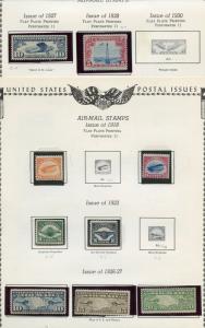 UNITED STATES AIRMAIL SINGLES SELECTION ON ALBUM PAGE  MINT NH