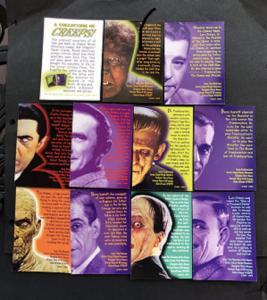 Set of Classic Movie Monsters Stampers Cards and  MNH stamps in mounts