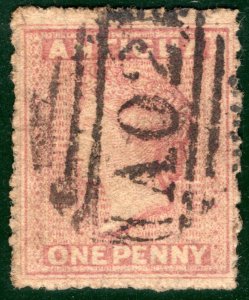 ANTIGUA QV Classic Stamp SG.6 1d Dull Rose (1864) Used A02 Cat £55- BLBLUE93