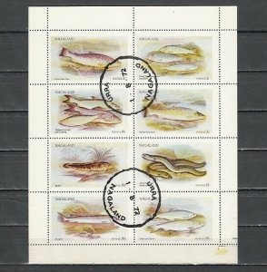 Nagaland, 1972 India Local issue. Various Fish sheet of 8. ^