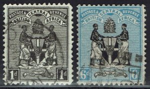 BRITISH CENTRAL AFRICA 1895 ARMS 1D AND 6D NO WMK USED