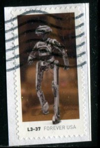 5577 US (55c) Star Wars Movie Droids SA, used on paper