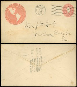 FEB 16 1925 Buffalo NY, Late Usage PAN-AMERICAN EXPO Postal Stationery, SC #U358