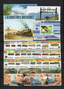 LOCOMOTIVES TRAINS SET OF 52 STAMPS & 4 S/S MNH