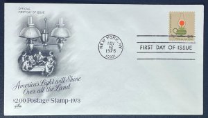 Scott 1608, 1610-1612   FDC   Americana Series, Lamps   Artcraft Cachet