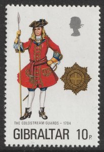 Gibraltar 342 Military Uniforms 7 The Coldstream Guards 1704 10p MNH 1975