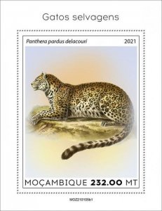 Mozambique 2021 MNH Wild Animals Stamps Wild Cats Leopards 1v S/S I