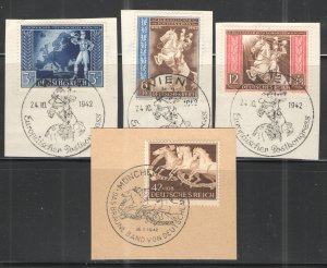 Germany - Third Reich 1942 Semi Postal lot - Used VG on piece Commemorative Cxl