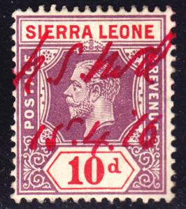 Sierra Leone Scott 114  wtmk multi CA  F to VF used. Pen cancelled.