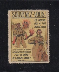 France - Remember! War Plunder Same as Corporate Plunder Propaganda Stamp MNH