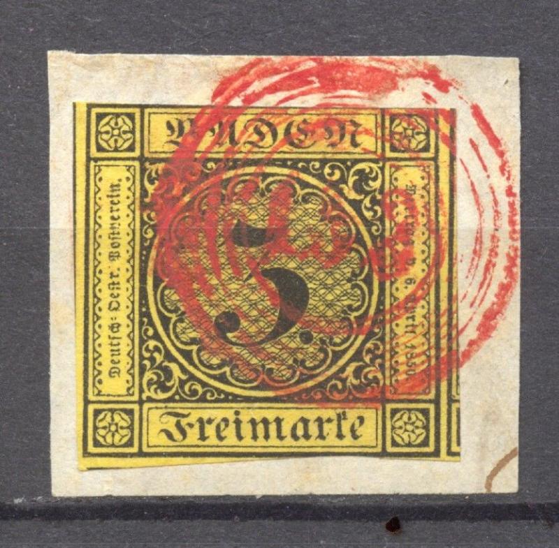 States, Baden Michel 2 a, Red Cancel 133 (Sinsheim), RARE !!