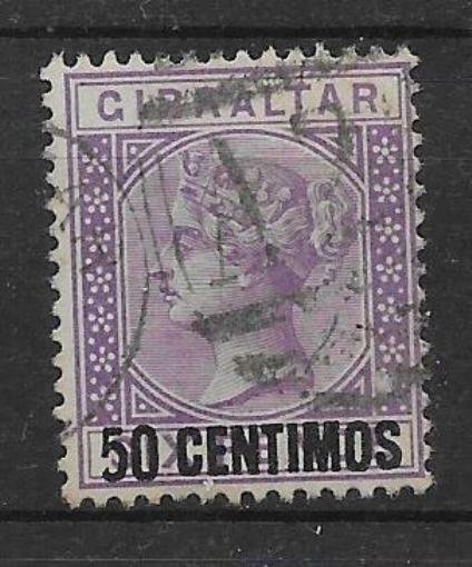 GIBRALTAR SG20a 1889 50c ON 6d BRIGHT LILAC SHORT 5 VAR USED