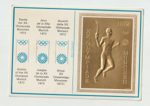 1972 Olympic MAXI CARD Gold Plated 24 K 26-5-1972 Central African Republic Stamp