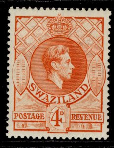 SWAZILAND GVI SG33, 4d orange, LH MINT. Cat £14. PERF 13½ x 13