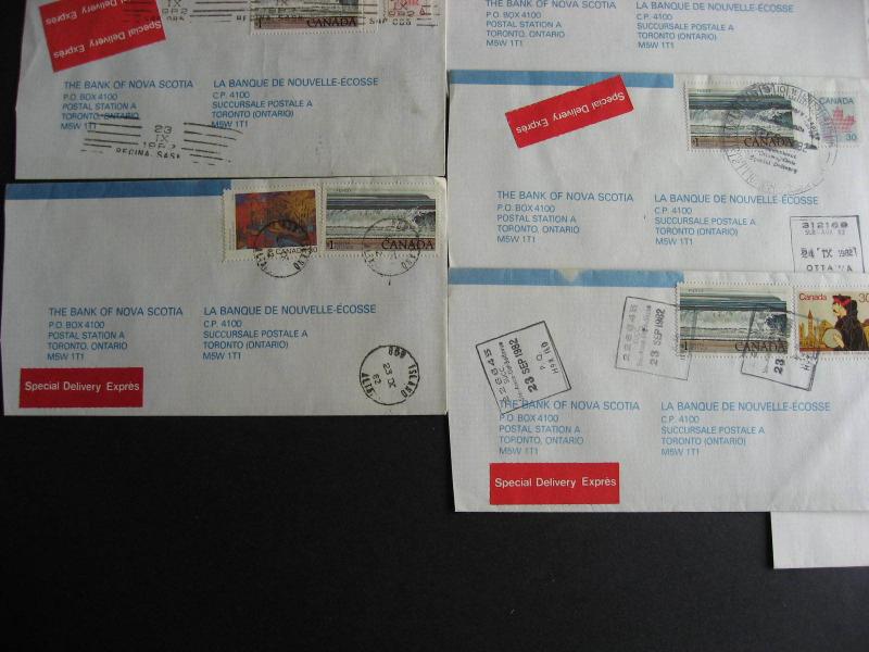 Canada 15 special delivery covers, 1980s era, check them out!!! 