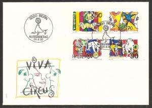 Switzerland 920-3 1992 Circus UA FDC