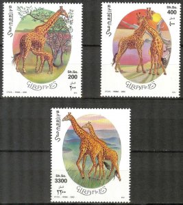 {V} Somalia 2000 Animals Giraffes set of 3 MNH **