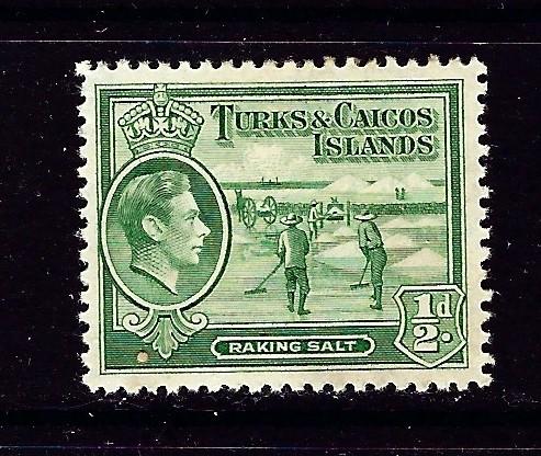 Turks and Caicos 79 Hinge remnant 1938 issue