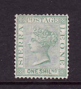 Sierra Leone-Sc#20-unused hinged 1sh green-QV-1876-96-
