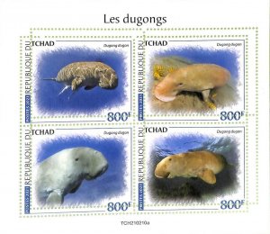 A8752 - TCHAD - ERROR MISPERF Stamp Sheet - 2021 Marine Life MANATEE