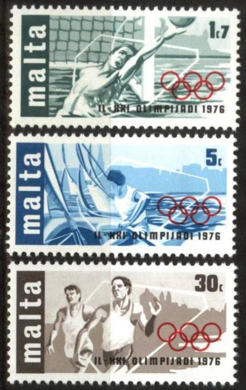 Malta 1976 Olympics Games Montreal set of 3 MNH