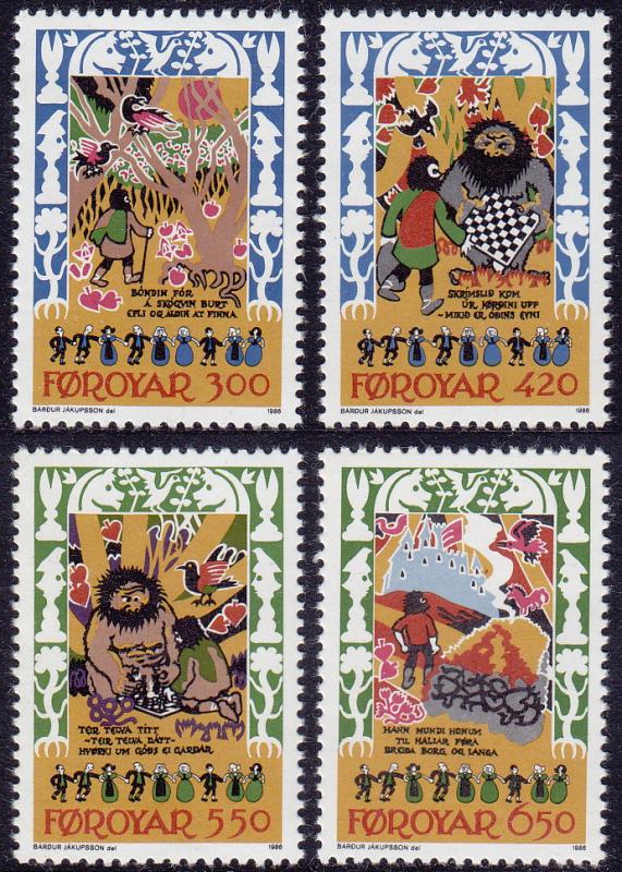 Faroe Islands - 1986 - Scott #139-42 - MNH - Skrimsla Folk Ballad