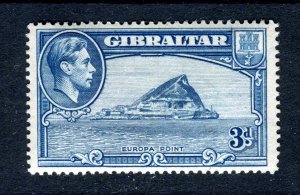 Gibraltar 1938 KGVI. 3d light blue. P14. MH. SG125a.