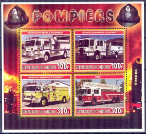 Djibouti 2006 Fire Trucks ( V ) Sheet MNH